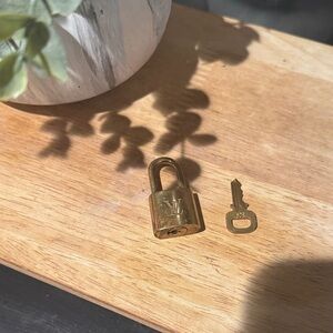 Louis Vuitton Brass Padlock and Key Set
